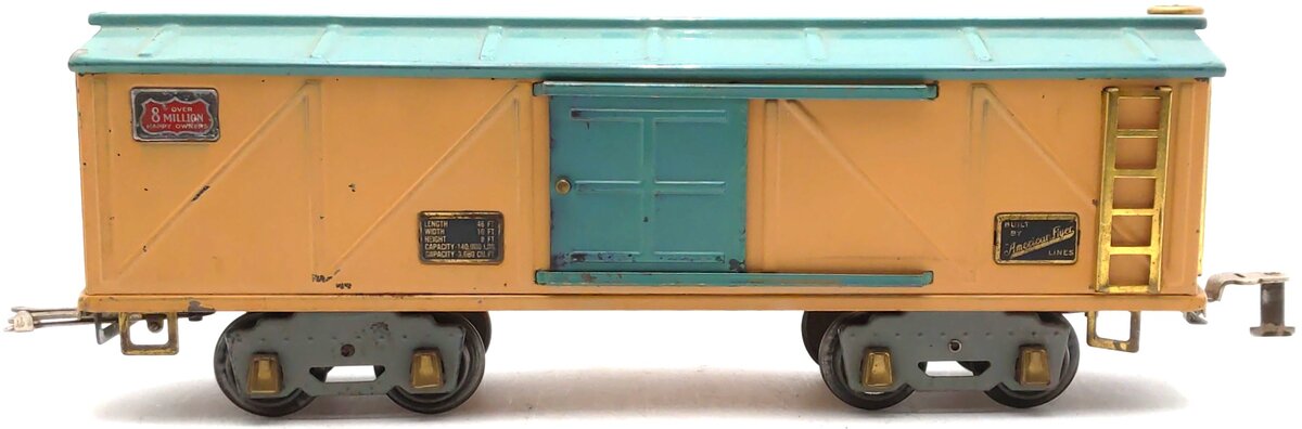 American Flyer 4018 Vintage Standard Gauge Mustard Green Boxcar
