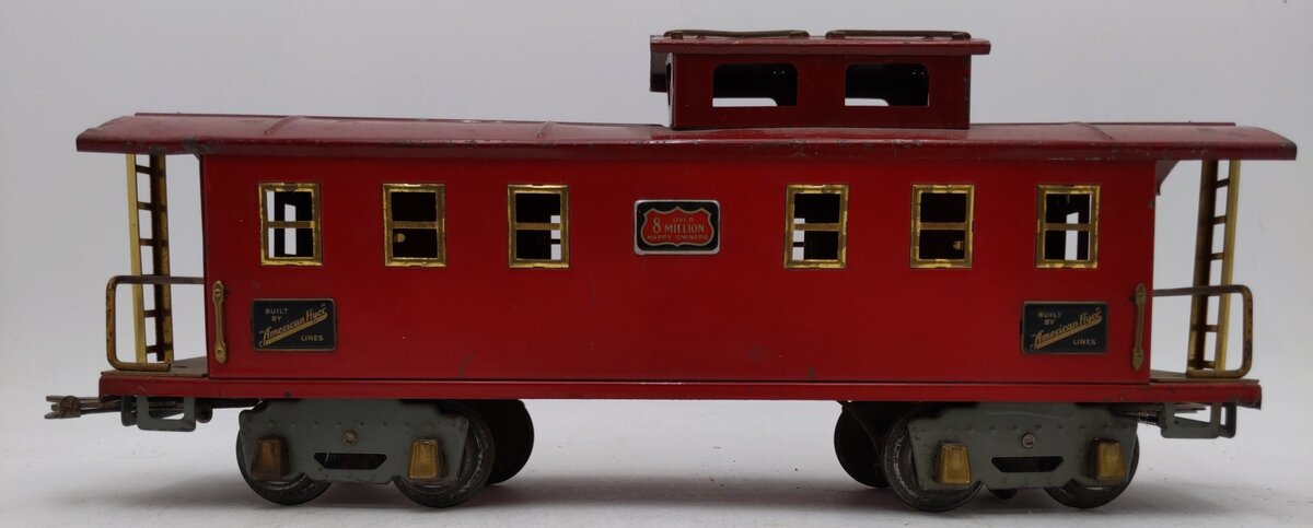 American Flyer 4021 Vintage Wide Standard Gauge Red Tinplate Caboose VG