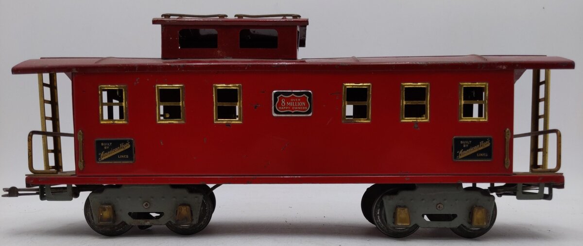 American Flyer 4021 Vintage Wide Standard Gauge Red Tinplate Caboose VG