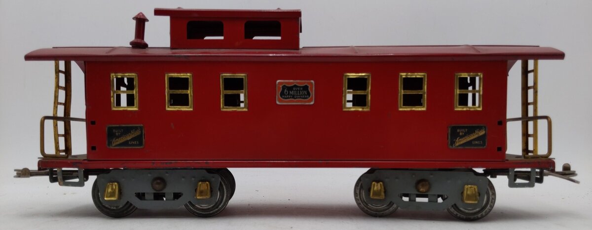 American Flyer 4021 Vintage Wide Standard Gauge Red Tinplate Caboose VG