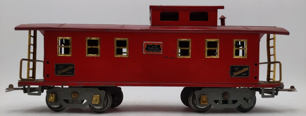 American Flyer 4021 Vintage Wide Standard Gauge Red Tinplate Caboose VG