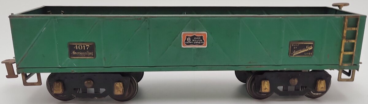 American Flyer 4017 Vintage Standard Gauge Green Tinplate Gondola