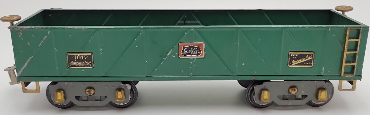 American Flyer 4017 Vintage Standard Gauge Green Tinplate Gondola VG