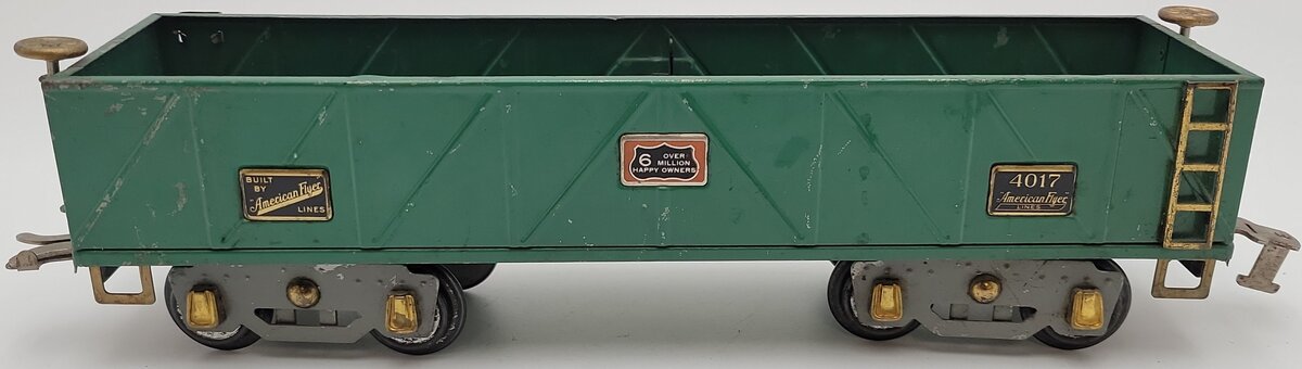 American Flyer 4017 Vintage Standard Gauge Green Tinplate Gondola VG