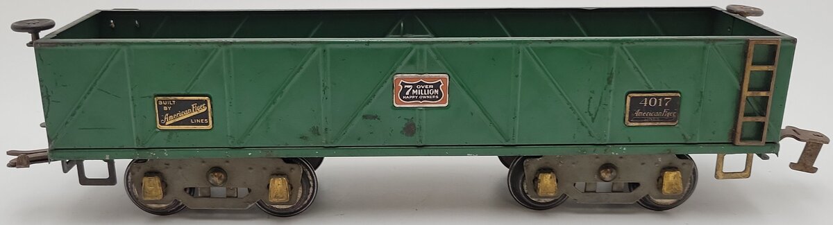 American Flyer 4017 Vintage Standard Gauge Green Tinplate Gondola VG