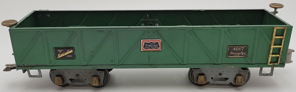 American Flyer 4017 Vintage Standard Gauge Green Tinplate Gondola VG