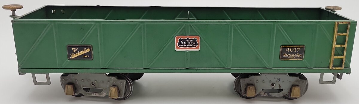 American Flyer 4017 Vintage Standard Gauge Green Tinplate Gondola VG