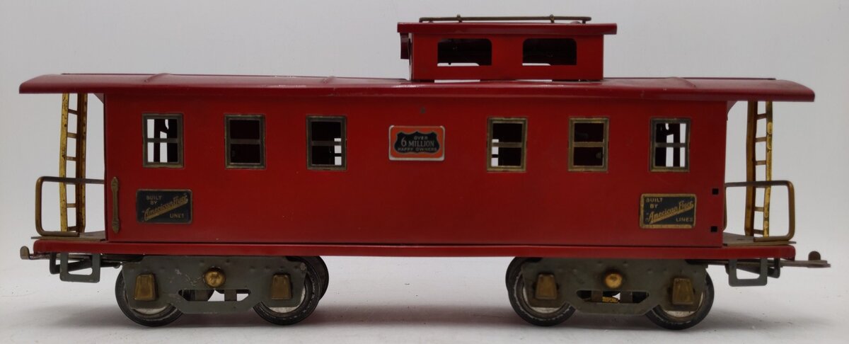 American Flyer 4021 Vintage Wide Standard Gauge Red Tinplate Caboose VG