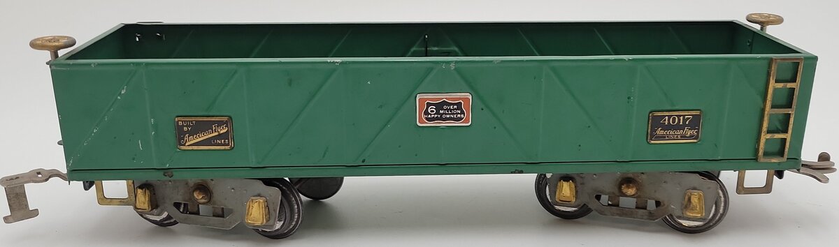 American Flyer 4017 Vintage Standard Gauge Green Tinplate Gondola VG