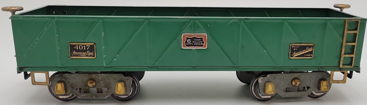 American Flyer 4017 Vintage Standard Gauge Green Tinplate Gondola VG