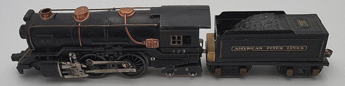 American Flyer 423 Vintage O Prewar 2-4-4 Steam Locomotive & Tender VG