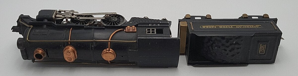 American Flyer 423 Vintage O Prewar 2-4-4 Steam Locomotive & Tender VG