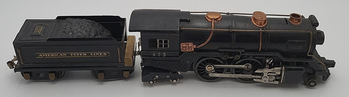 American Flyer 423 Vintage O Prewar 2-4-4 Steam Locomotive & Tender VG