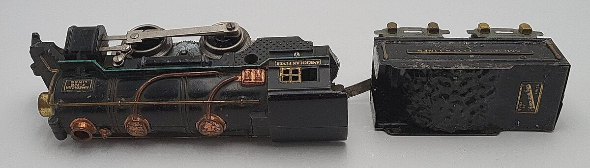 American Flyer 3316 Vintage O 2-4-2 Tinplate Steam Locomotive w/Tender VG