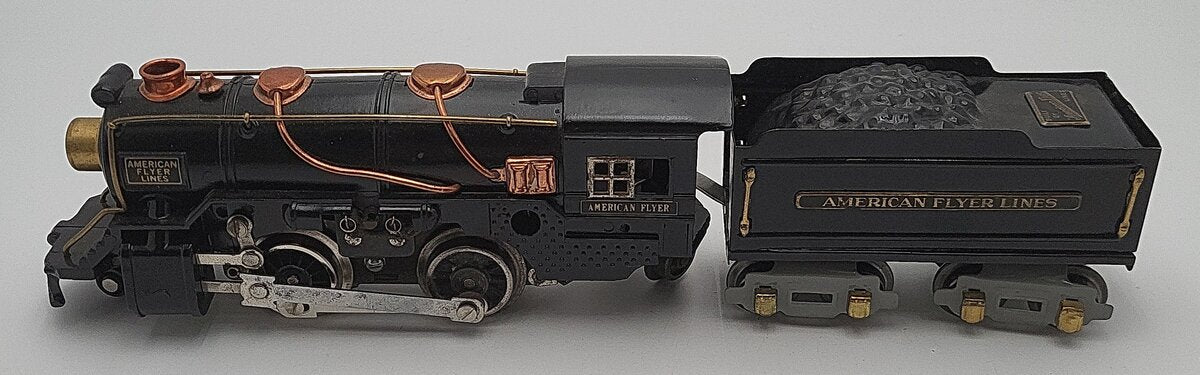 American Flyer 3316 Vintage O 2-4-2 Tinplate Steam Locomotive w/Tender VG