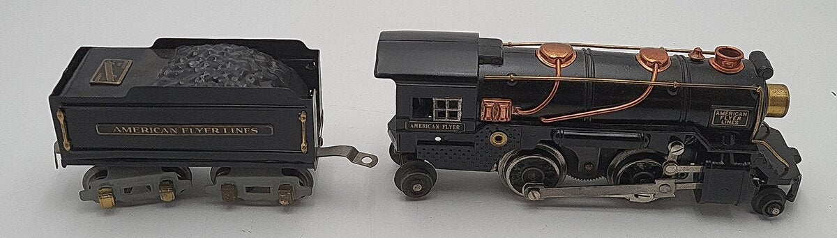 American Flyer 3316 Vintage O 2-4-2 Tinplate Steam Locomotive w/Tender VG