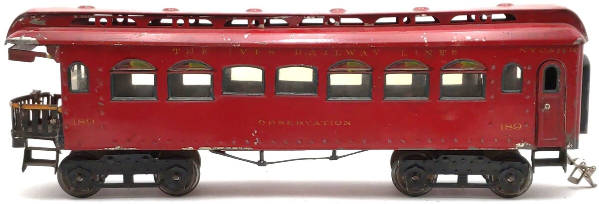 Ives 189 Vintage Standard Gauge Tinplate Observation Car VG