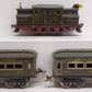 Ives 3253 Vintage O 0-4-0 Tinplate Prewar Electric Loco w/ (2) Passenger Cars