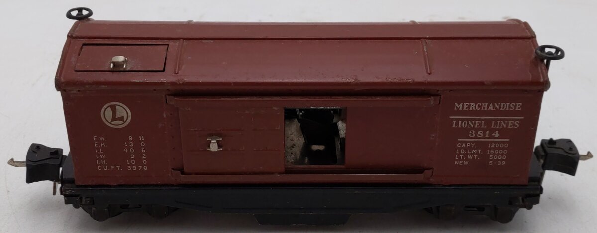 Lionel 3814 Vintage O Prewar Operating Merchandise Car - Rubber Stamped Version