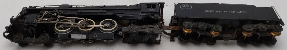 American Flyer 322 Vintage S NYC 4-6-4 Hudson Steam Locomotive & Tender VG
