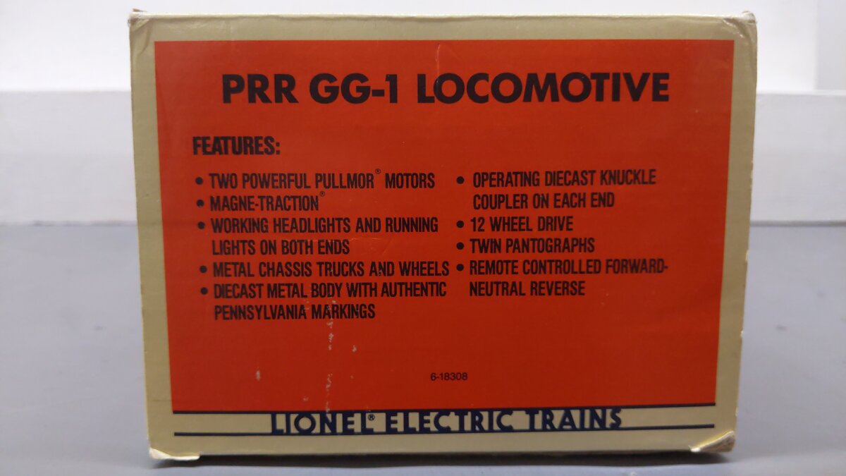 Lionel 6-18308 O Gauge Pennsylvania Silver GG-1 Electric Locomotive #4866 EX/Box