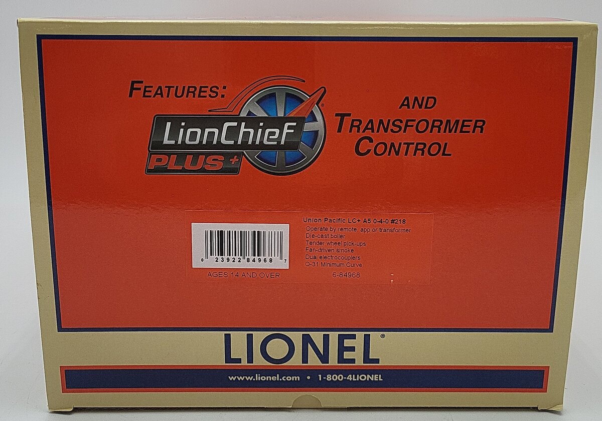 Lionel 6-84968 O Union Pacific LionChief Plus A5 Steam Switcher #218 EX/Box