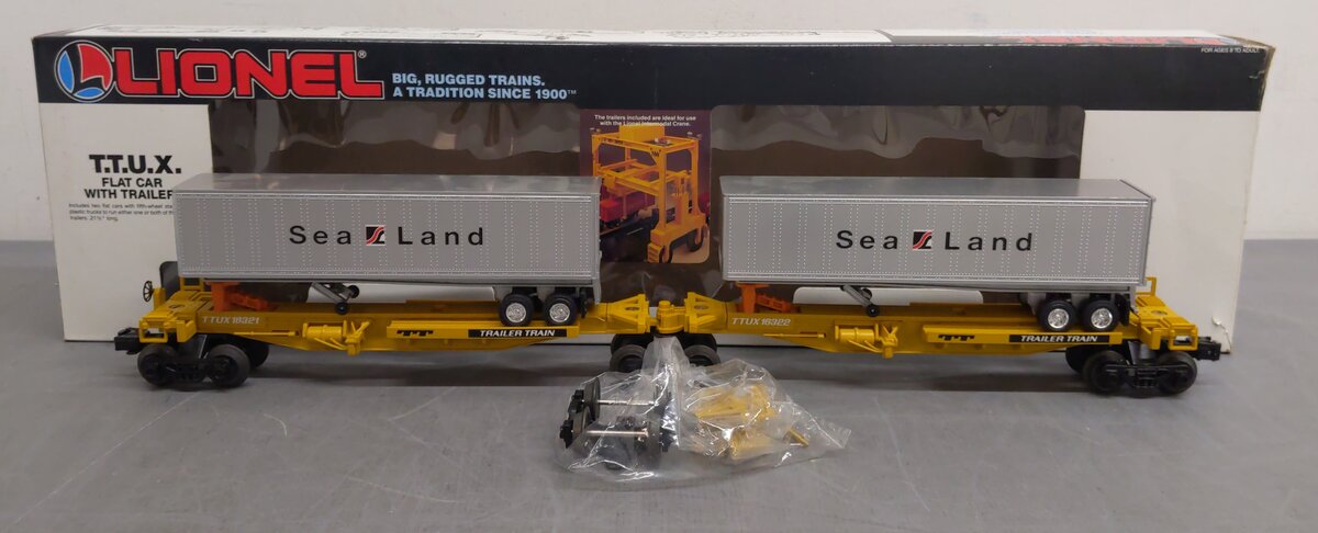Lionel 6-16322 O Gauge TTUX Flatcar with 2 Sealand Trailers #16321, #16322 EX/Box