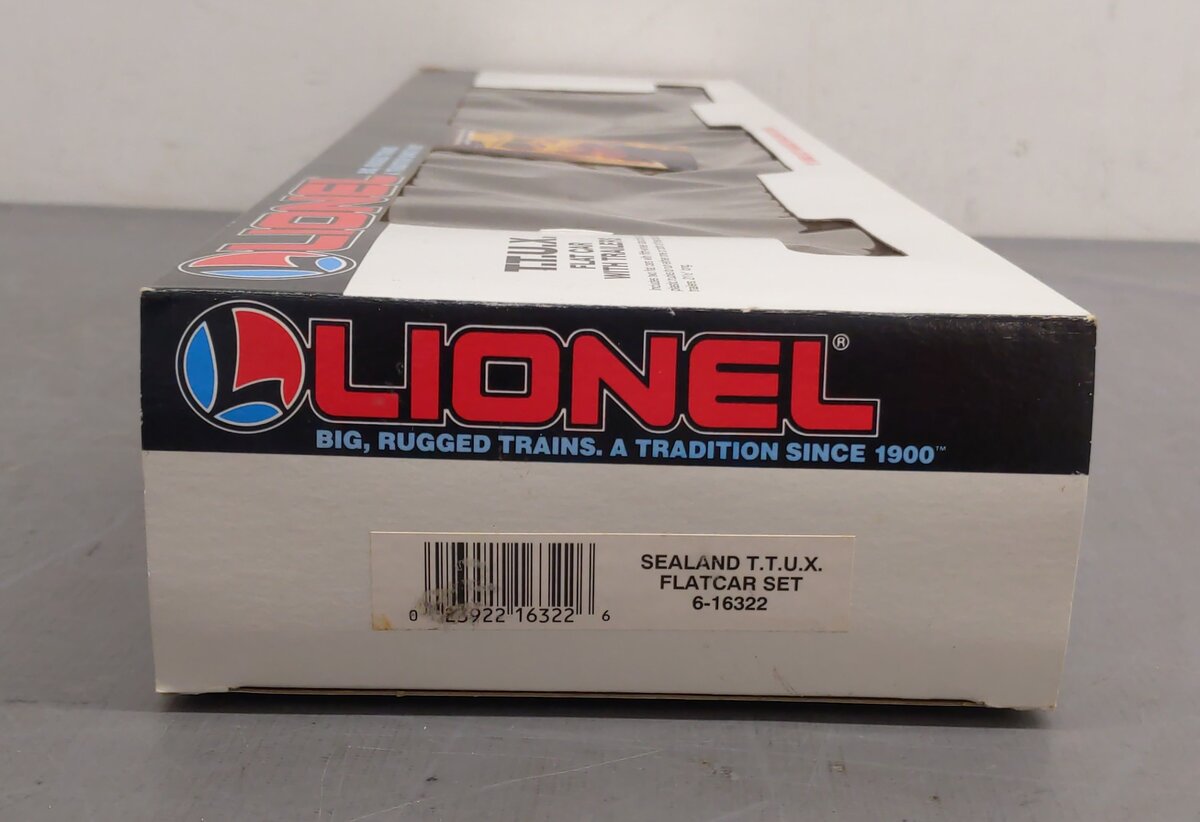 Lionel 6-16322 O Gauge TTUX Flatcar with 2 Sealand Trailers #16321, #16322 EX/Box