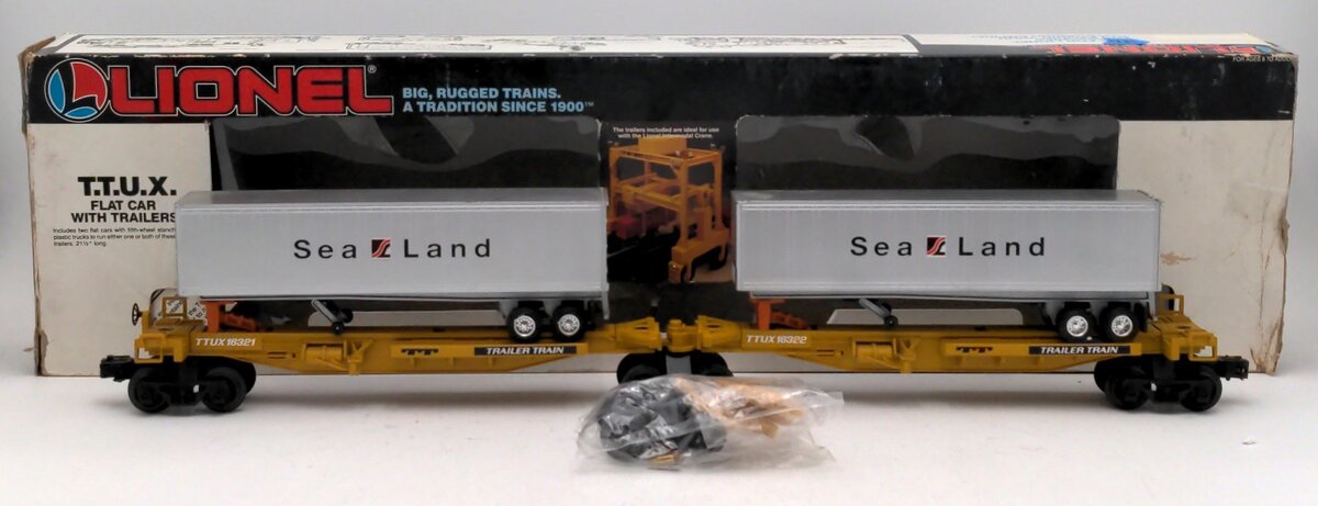 Lionel 6-16322 O Gauge TTUX Flatcar with 2 Sealand Trailers #16321, #16322 EX/Box