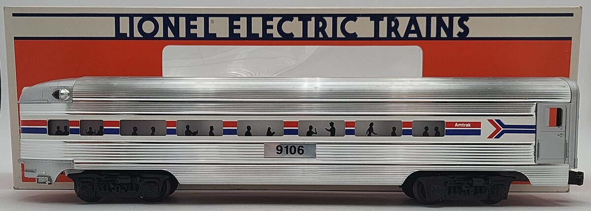 Lionel 6-19106 O Gauge Amtrak Aluminum Observation Passenger Car #9106 VG/Box