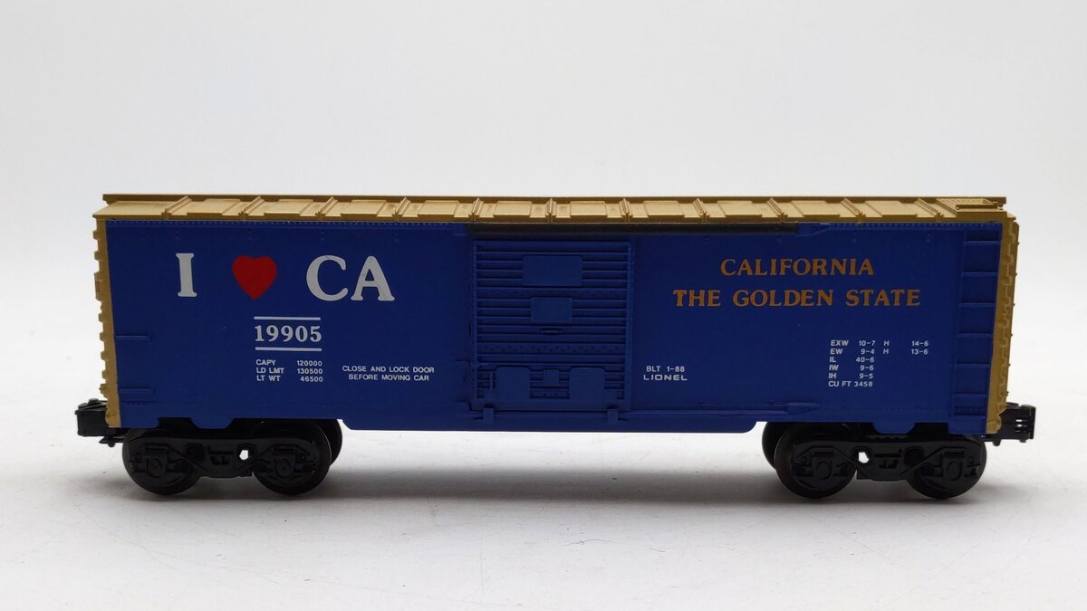 Lionel 6-19905 O Gauge I Love California Boxcar LN