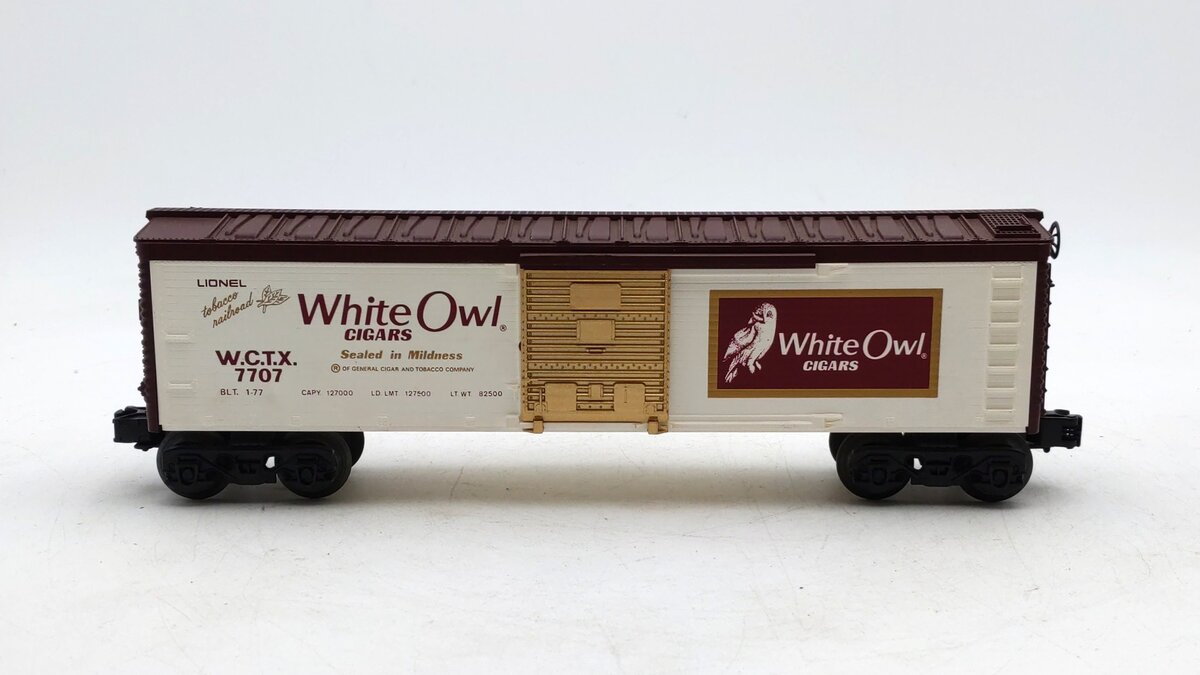Lionel 6-7707 O Gauge White Owl Cigar Boxcar EX