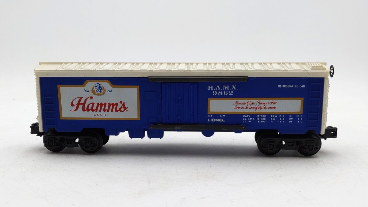 Lionel 6-9862 O Gauge Hamm's Beer Billboard Reefer Car EX