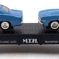 MTH 30-7634 O Gauge MTH Auto Transport Flatcar w/2 Ertl '69 Chevrolet Camaros EX/Box
