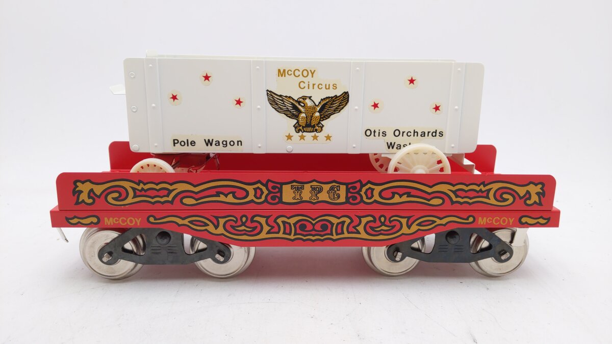 McCoy 256 Standard Gauge Flatcar with Pole Wagon LN