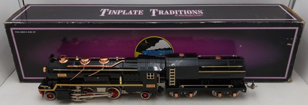 MTH 10-3002-1 O Gauge Tinplate 260E Steam Locomotive & Tender w/PS1 EX/Box