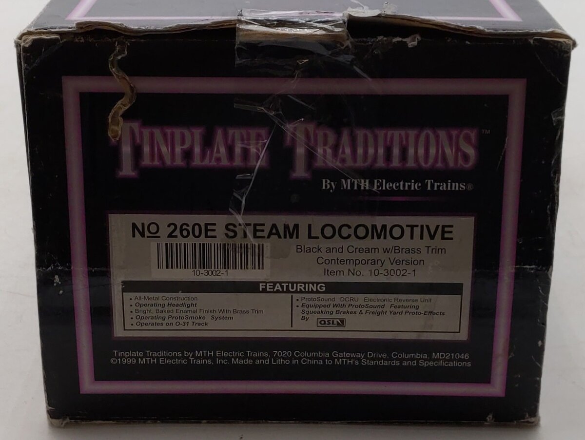 MTH 10-3002-1 O Gauge Tinplate 260E Steam Locomotive & Tender w/PS1 EX/Box