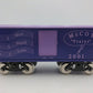 McCoy Standard Gauge I Want I Need I Love 2 Toned Purple Box Car LN/Box