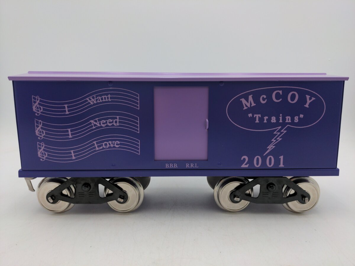 McCoy Standard Gauge I Want I Need I Love 2 Toned Purple Box Car LN/Box