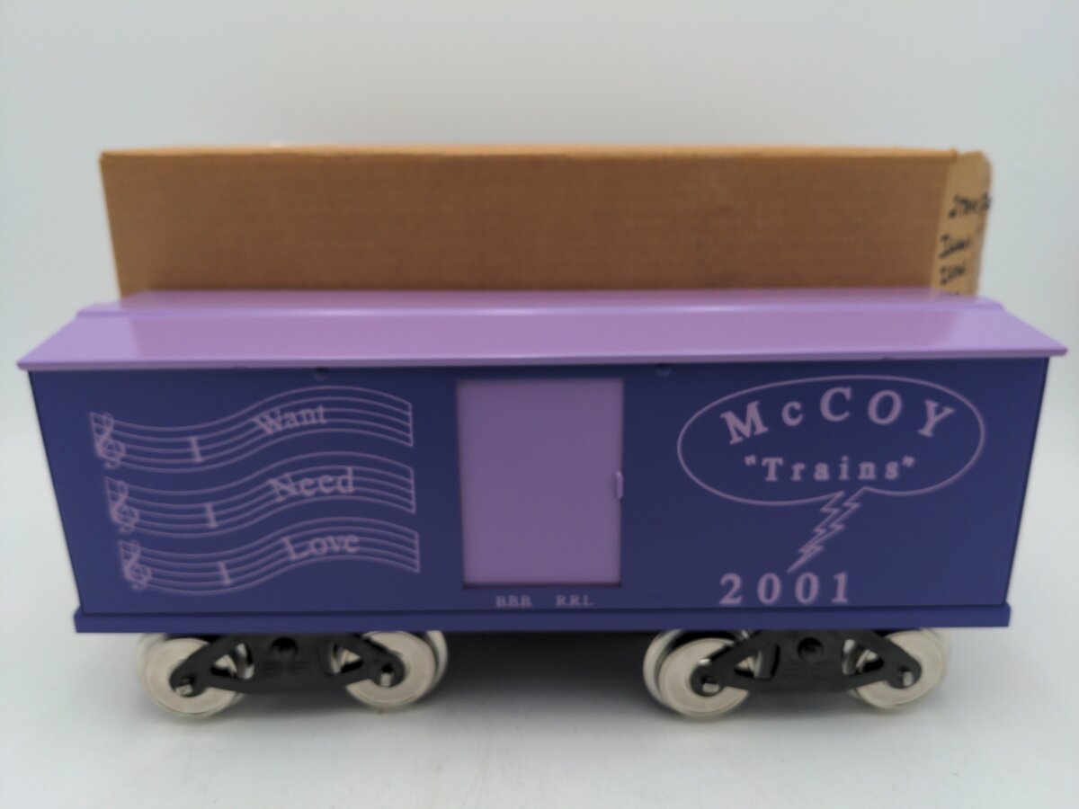 McCoy Standard Gauge I Want I Need I Love 2 Toned Purple Box Car LN/Box