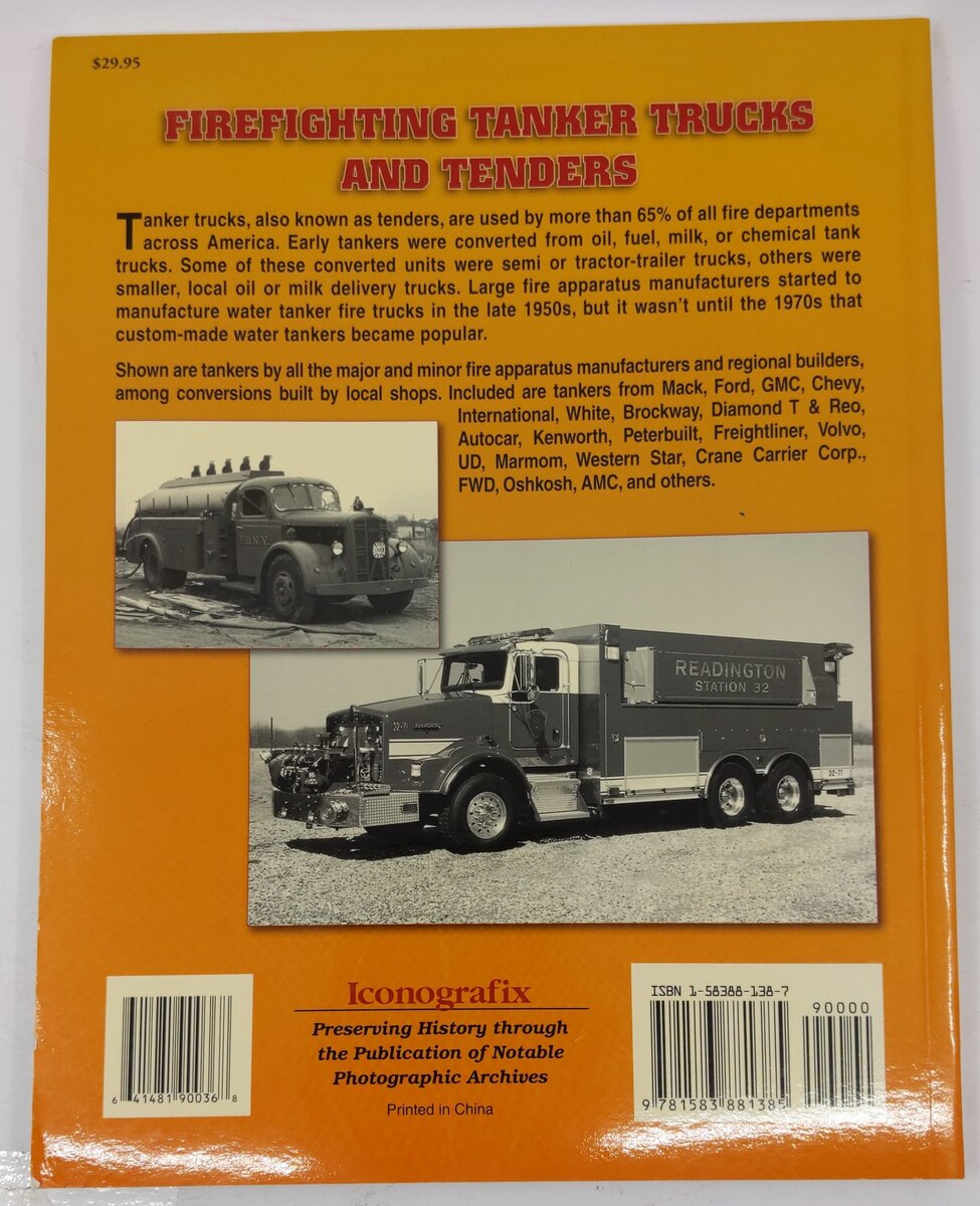 Firefighting Tanker Trucks and Tenders Paperback Book By John Rieth VG