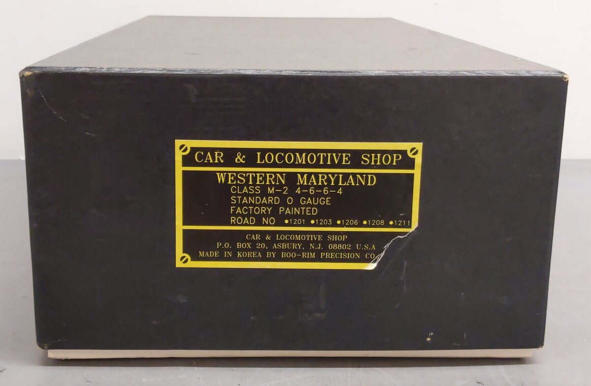 Boo-Rim Precision O Brass WM 2-6-6-4 M-2 Steam Locomotive & Tender #1206 2-Rail EX/Box