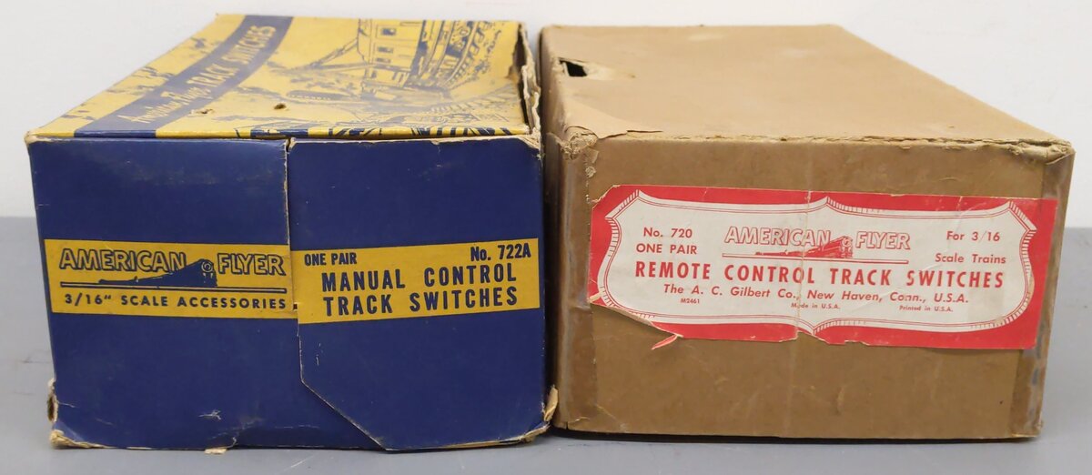 American Flyer Vintage S Postwar Left & Right Switches #720 & 722A [4] VG/Box