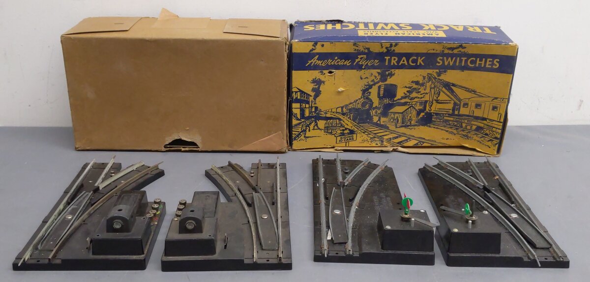 American Flyer Vintage S Postwar Left & Right Switches #720 & 722A [4] VG/Box