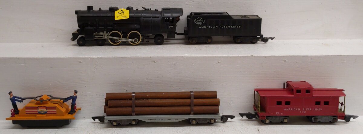 American Flyer 5301T Vintage S Steam Freight Set # 301, 605, 638 & 740 [4] VG/Box