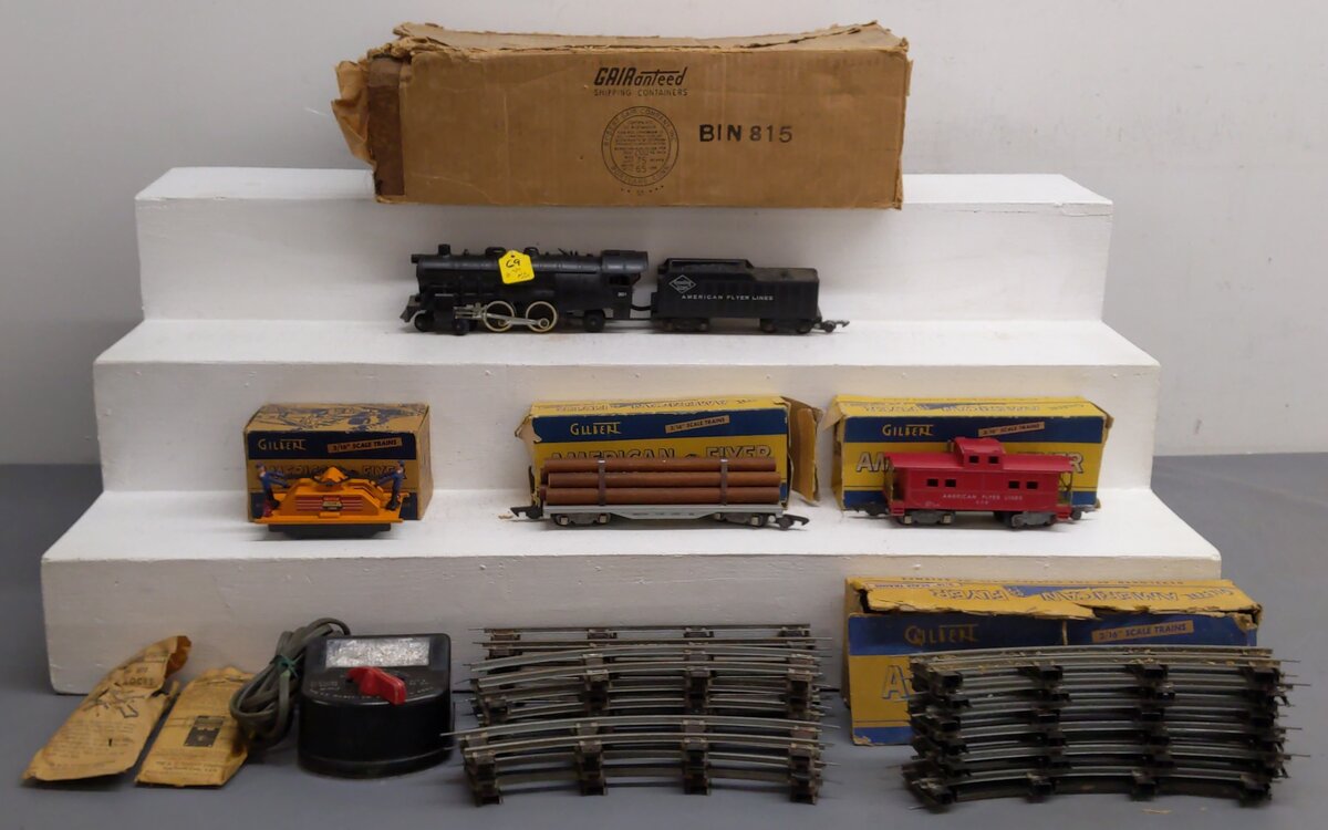 American Flyer 5301T Vintage S Steam Freight Set # 301, 605, 638 & 740 [4] VG/Box