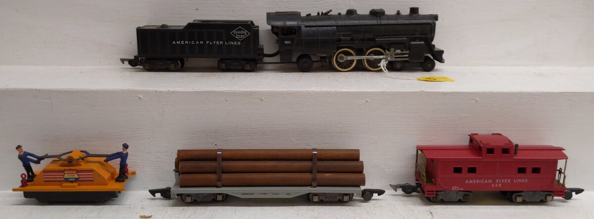 American Flyer 5301T Vintage S Steam Freight Set # 301, 605, 638 & 740 [4] VG/Box