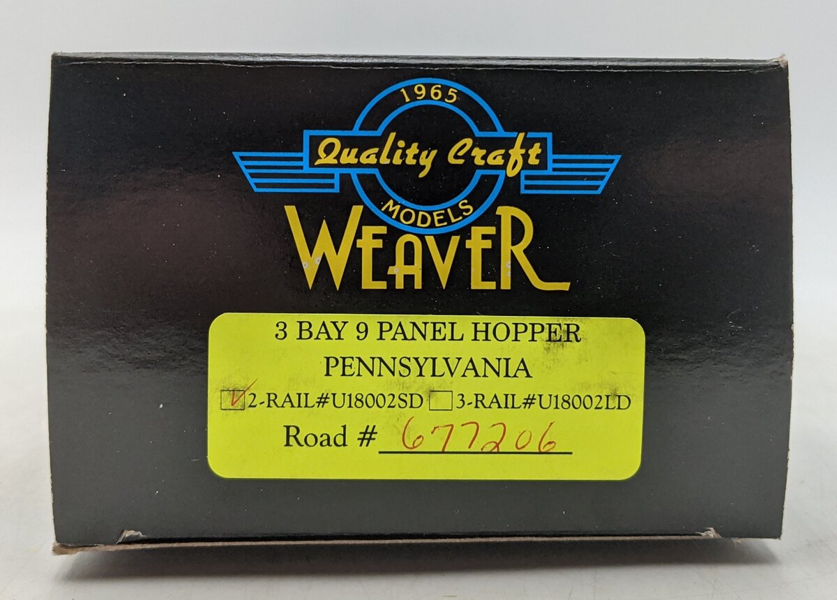 Weaver U18002SD O Gauge Pennsylvania RR 3-Bay 9-Panel Hopper #677206 (2-Rail) LN/Box
