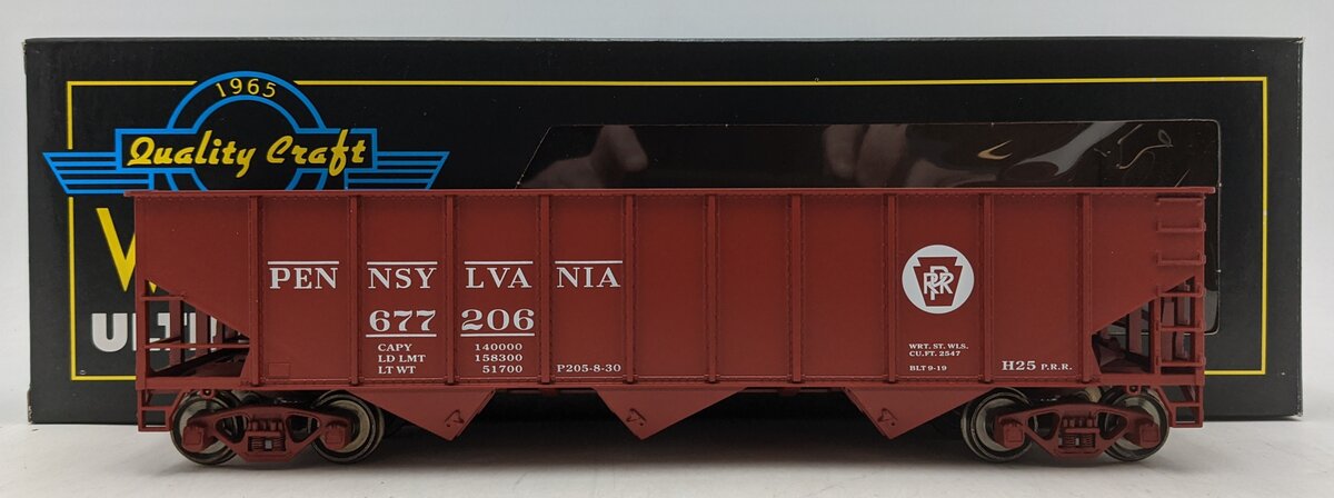 Weaver U18002SD O Gauge Pennsylvania RR 3-Bay 9-Panel Hopper #677206 (2-Rail) LN/Box