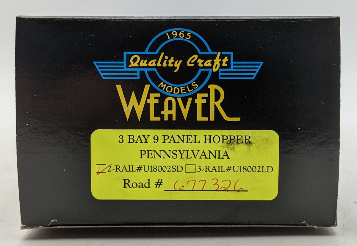 Weaver U18002SD O Gauge Pennsylvania RR 3-Bay 9-Panel Hopper #677326 (2-Rail) LN/Box
